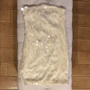 EGO Cream Color Mini Sequin Dress Strapless